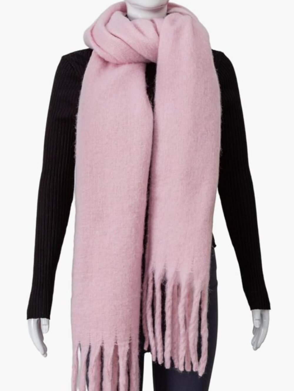 Light Pink Chunky Oversized Thick Scarf with Tassles